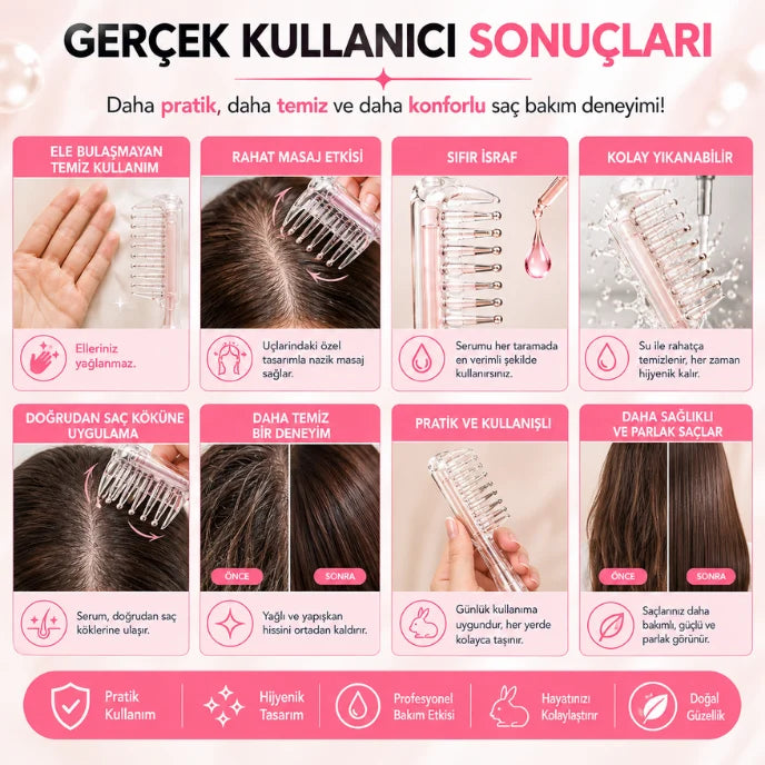 HairGlow™ | Hazneli Saç Masaj ve Serum İletim Tarağı