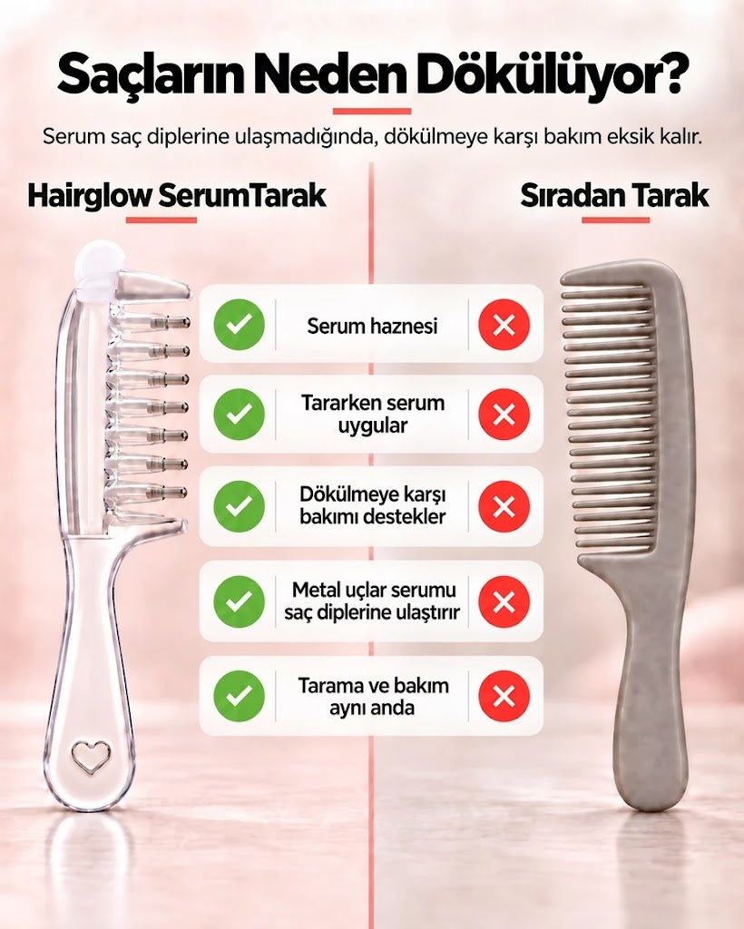 HairGlow™ | Hazneli Saç Masaj ve Serum İletim Tarağı